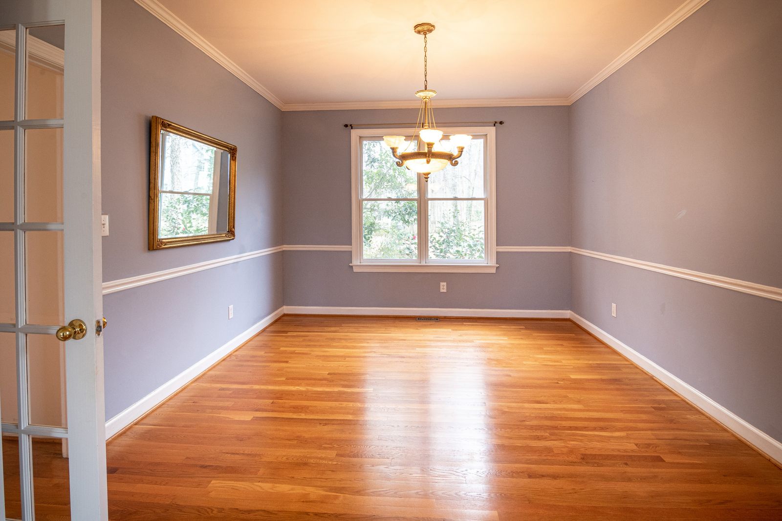 Chandelier installed in a finished room