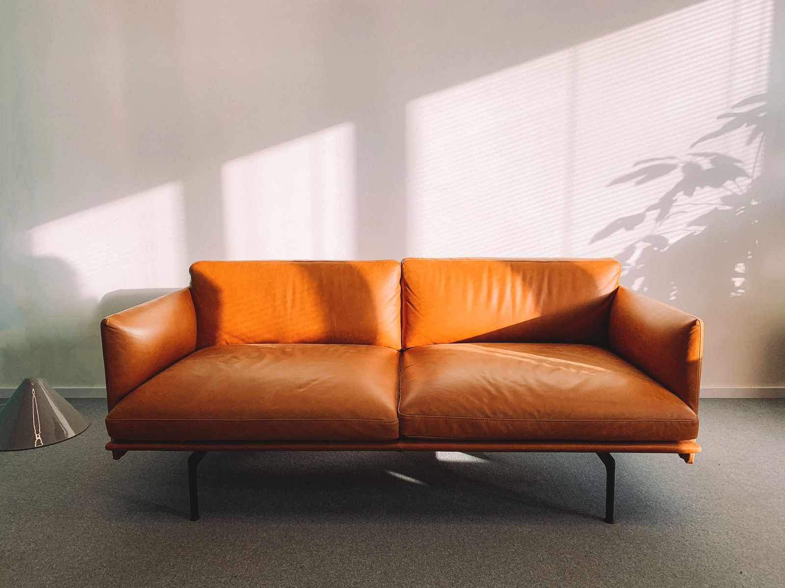 Leather sofa after assembly